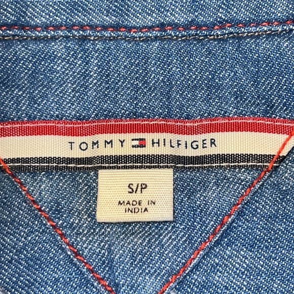 TOMMY HILFIGER small denim dress long sleeve pockets button down belted - Picture 6 of 13
